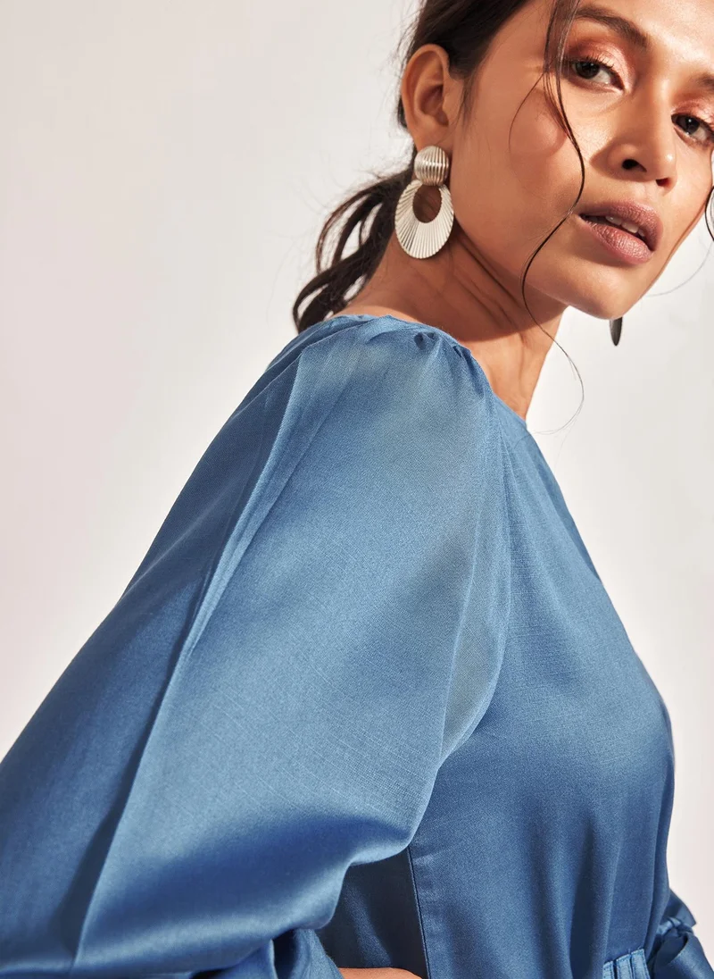 ذا ليبل لايف فستان ميني بخصر منخفض بلون الأردواز